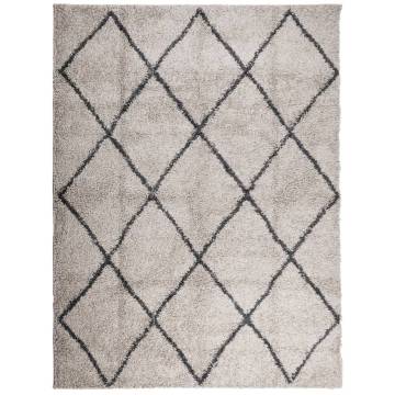 Shaggy Rug PAMPLONA - High Pile Beige and Anthracite 300x400 cm