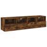 Stylish Smoked Oak TV Wall Cabinets - Set of 2 | HIPO Market