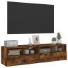 Stylish Smoked Oak TV Wall Cabinets - Set of 2 | HIPO Market