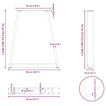 Stylish V-Shape Coffee Table Legs - 50x(72-73) cm Black Steel