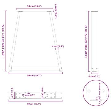 V-Shape Coffee Table Legs - Anthracite Steel (50x72-73 cm)