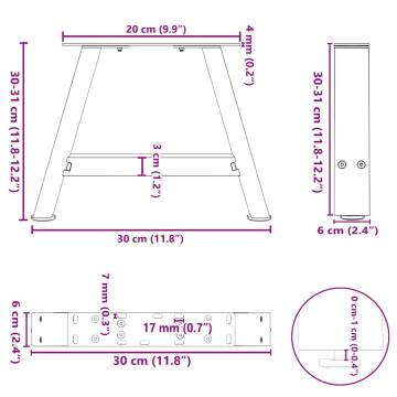 A-Shaped Coffee Table Legs (Anthracite) - Durable Steel Design