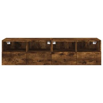 Stylish Smoked Oak TV Wall Cabinets - Set of 2 | HIPO Market