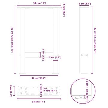 Black Coffee Table Legs – 2 pcs Steel 38x(42-43) cm