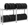 2-Layer Tyre Shelves - 2 pcs Silver | Durable Steel Storage