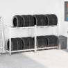 2-Layer Tyre Shelves - 2 pcs Silver | Durable Steel Storage