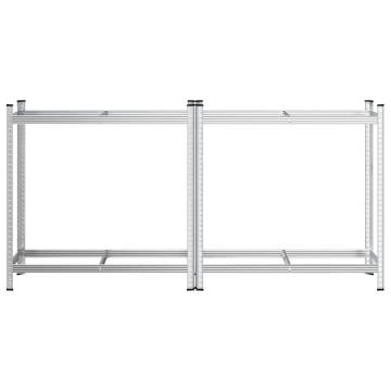 2-Layer Tyre Shelves - 2 pcs Silver | Durable Steel Storage