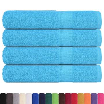 Turquoise Cotton Towels Set - 4 pcs, 100x200 cm, 360 gsm