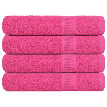 Pink Cotton Towels Set - 4 pcs, 100x200 cm, 360 gsm | Hipo Market