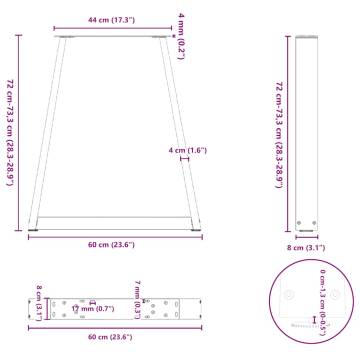 V-Shape Coffee Table Legs 2 pcs White Steel - Hipomarket