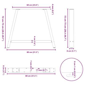 A-Shaped Coffee Table Legs Black - 90x(72-73) cm Steel