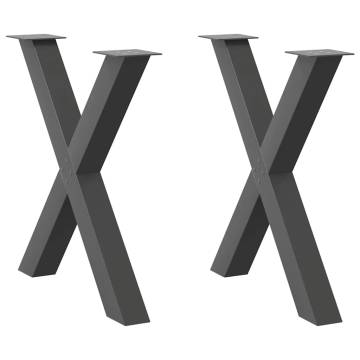 X-Shaped Dining Table Legs - Anthracite Steel - 70cm (2 pcs)