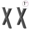 X-Shaped Dining Table Legs - Anthracite Steel - 70cm (2 pcs)