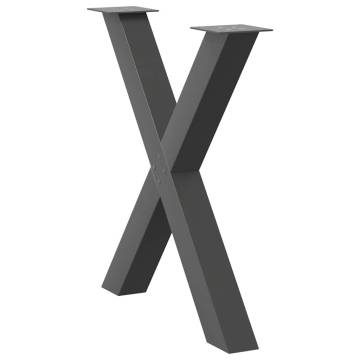 X-Shaped Dining Table Legs - Anthracite Steel - 70cm (2 pcs)