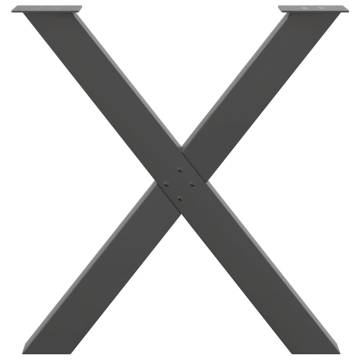 X-Shaped Dining Table Legs - Anthracite Steel - 70cm (2 pcs)