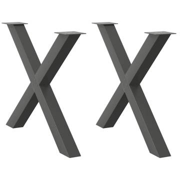 X-Shaped Dining Table Legs - Anthracite Steel (2 pcs) | HipoMarket