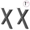 X-Shaped Dining Table Legs - Anthracite Steel (2 pcs) | HipoMarket