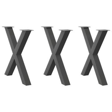 X-Shaped Dining Table Legs - Anthracite Steel - 3 pcs