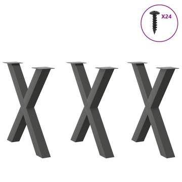 X-Shaped Dining Table Legs - Anthracite Steel - 3 pcs