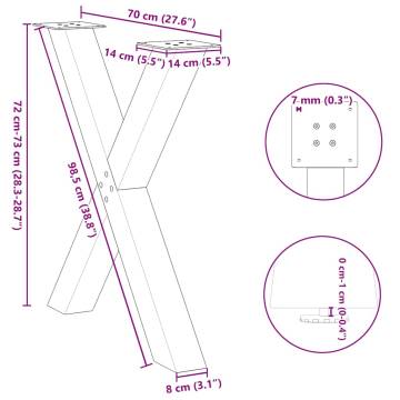 X-Shaped Dining Table Legs - Anthracite Steel - 3 pcs