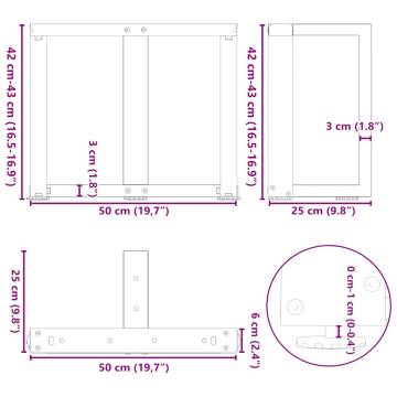 T-Shaped Coffee Table Legs - 2 pcs Anthracite Steel | HipoMarket