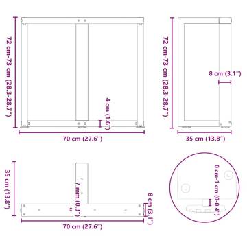 T-Shaped Dining Table Legs - 2 pcs Anthracite Steel | HipoMarket