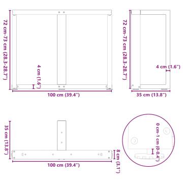 Dining Table Legs T-Shaped - 2 pcs Anthracite Steel 100x35 cm