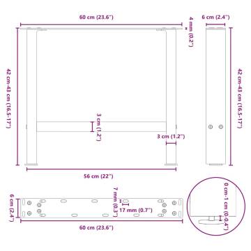 Coffee Table Legs Black 2 pcs 60x(42-43) cm Steel - HipoMarket