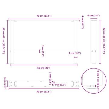 Anthracite Coffee Table Legs | Durable Steel Design - 70 cm