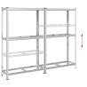 2-Layer Tyre Shelves - Silver Steel & Wood - 110x40x180 cm