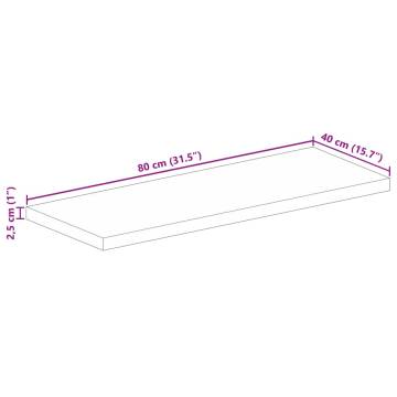 Table Top 80x40 cm - Rectangular Solid Wood Acacia