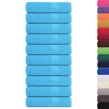 Turquoise Hand Towels - 10 Pack, 100% Cotton, 50x100 cm