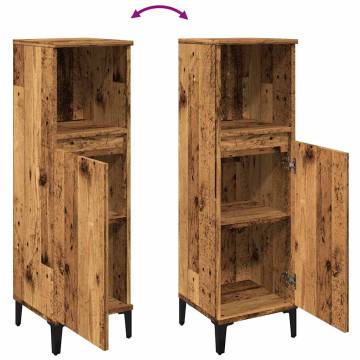 Elegant Old Wood Bathroom Cabinet - 30x30x100 cm