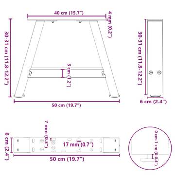 A-Shaped Coffee Table Legs Set - Anthracite Steel 50x(30-31) cm