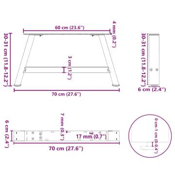 A-Shaped Coffee Table Legs - Anthracite Steel 70x(30-31) cm