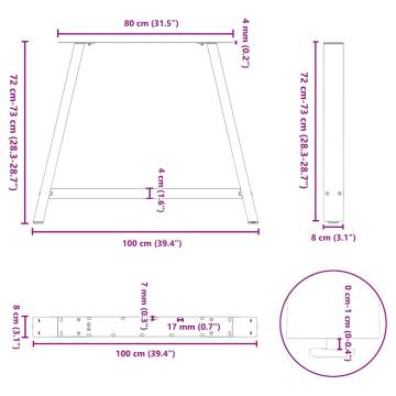 A-Shaped Coffee Table Legs - 2 pcs Anthracite Steel (100x72-73 cm)