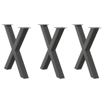 X-Shaped Dining Table Legs Set - Anthracite Steel 80x(72-73) cm