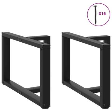 T-Shaped Coffee Table Legs - 2 pcs Black Steel | HipoMarket