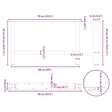 White Coffee Table Legs - 2 pcs Steel 70x(42-43) cm