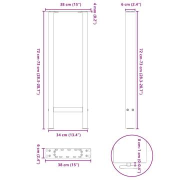 Coffee Table Legs Black - 38x(72-73) cm Steel (2 pcs)