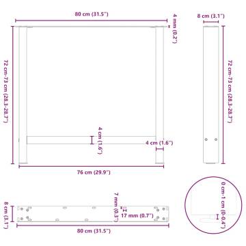 White Coffee Table Legs - 80x(72-73) cm Steel (2 pcs)