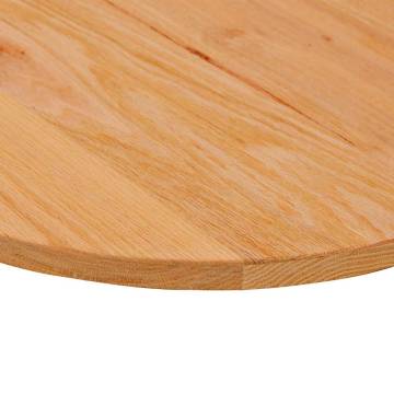 Light Brown Oak Table Top - 100x50 cm Oval Solid Wood