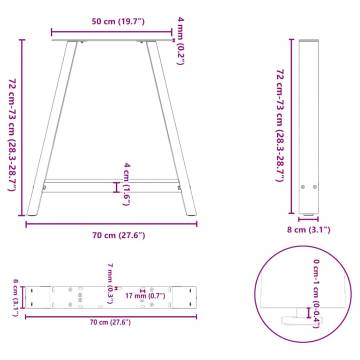 A-Shaped Coffee Table Legs - Anthracite Steel - 70cm Pair