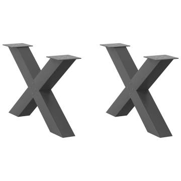 X-Shaped Coffee Table Legs - Anthracite Steel | HipoMarket UK