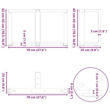 T-Shaped Coffee Table Legs 2 pcs Anthracite | Durable Steel