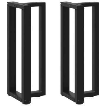 T-Shaped Console Table Legs - 2 pcs Black Steel - 38x25 cm