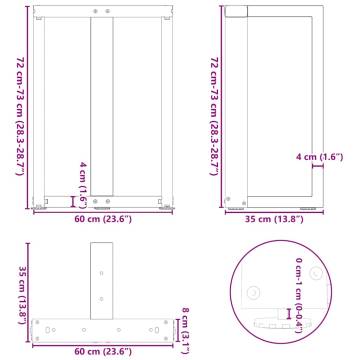 T-Shaped Dining Table Legs (2 pcs) - Black Steel, 60x35x73 cm