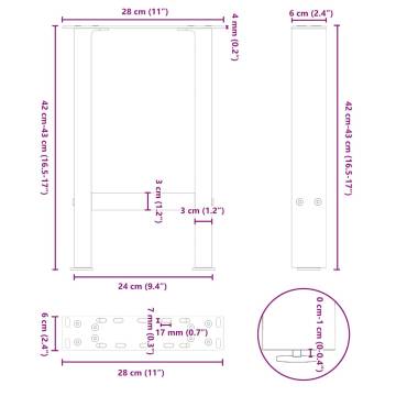 Black Coffee Table Legs - Durable Steel, 2 pcs 28x(42-43) cm