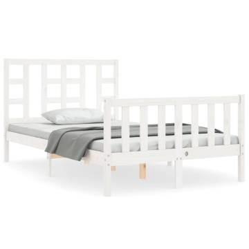 White Bed Frame with Headboard - 120x200 cm Solid Wood