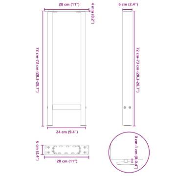 White Coffee Table Legs - 28x(72-73) cm Steel - Set of 2